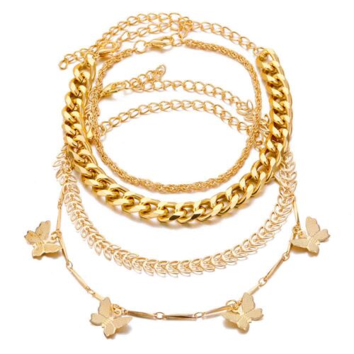 4 Modern Charm Bracelets - for Ankle or Wrist in Gold Tone - Image 5