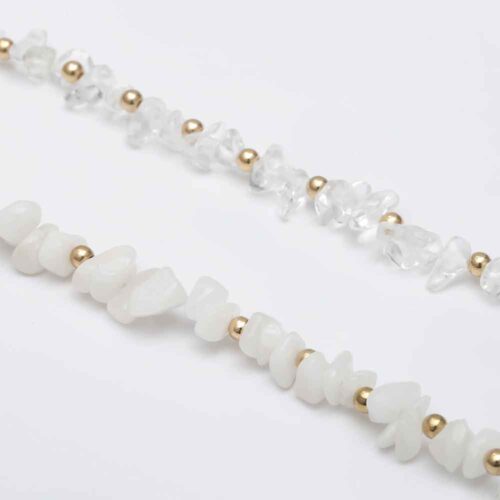 New Hope, Natural Stone Necklace - Milky Quartz or Clear Quartz with Hematite Beads - Image 7