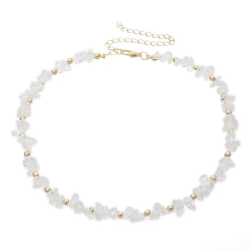 New Hope, Natural Stone Necklace - Milky Quartz or Clear Quartz with Hematite Beads - Image 3