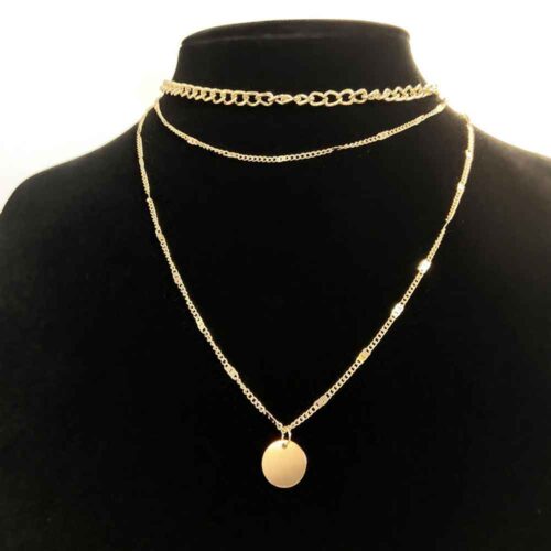 Elegant Three-Layer Gold-Tone Necklace for Modern Women - Image 2