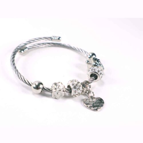 Charm Bracelet: Heart, Flower, Leaf and Crystals - Image 2