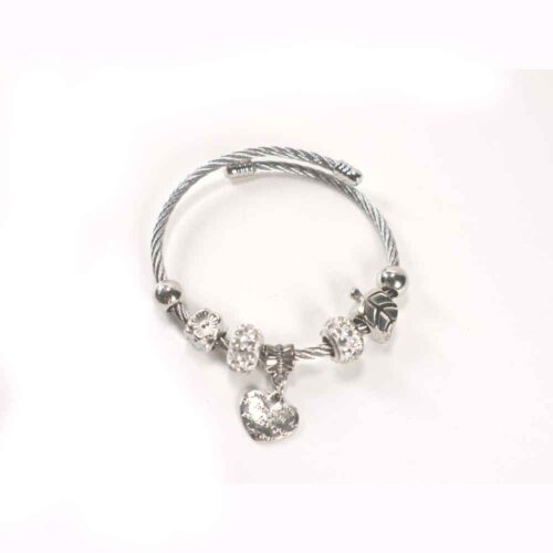 Charm Bracelet: Heart, Flower, Leaf and Crystals - Image 4