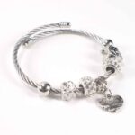 Charm Bracelet: Heart, Flower, Leaf and Crystals - Image 3