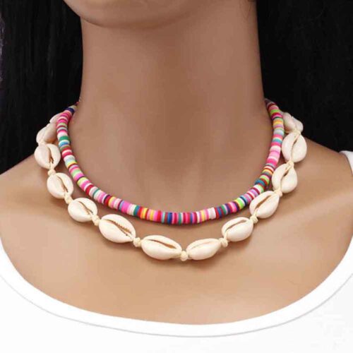 Multicolor Necklaces with Heishi Discs and Shell - the Perfect Summer Jewelry - Image 2
