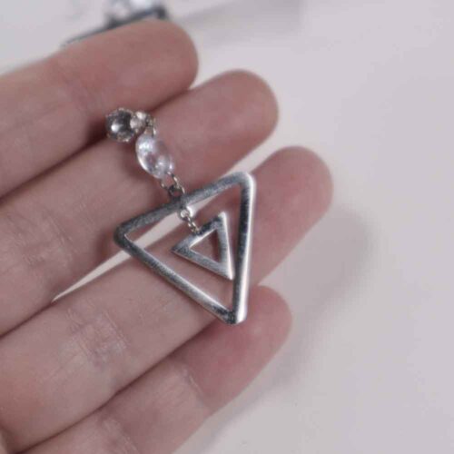 Modern Women's Geometric Earrings with Crystals, Steel and Striking Design - Image 2