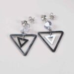 Modern Women's Geometric Earrings with Crystals, Steel and Striking Design - Image 4