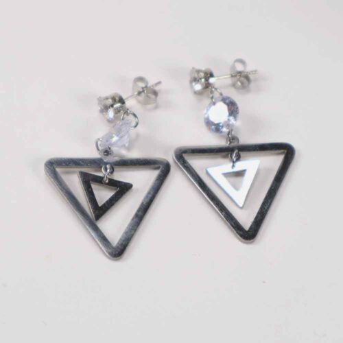 Modern Women's Geometric Earrings with Crystals, Steel and Striking Design - Image 4