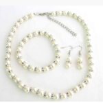 Yemanja, handmade set, Natural Pearl, 4x5 mm