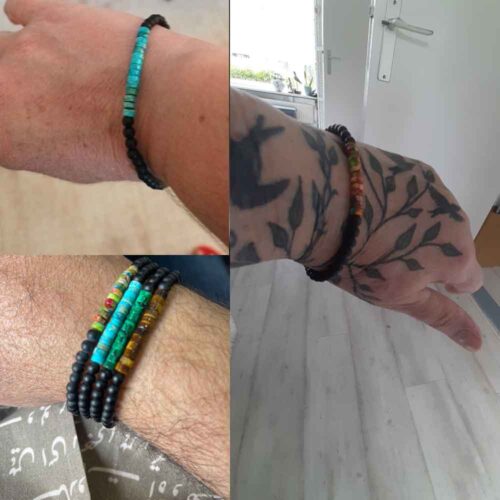 Insight, Stylish Unisex Bracelet with Heishi Discs and 4 mm Onyx Beads - Ideal for Meditation - Image 2