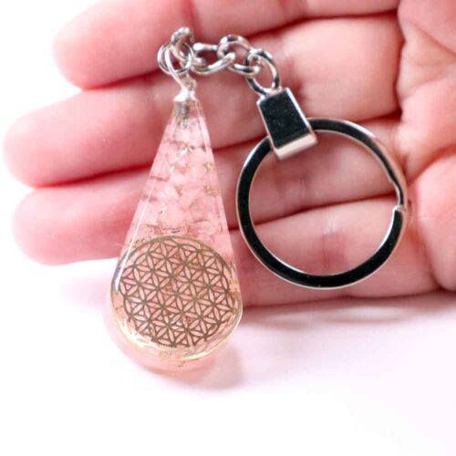 Orgonite pendant or keychain, Rose Quartz, drop - Image 6