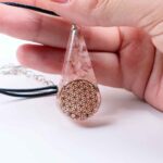 Orgonite pendant or keychain, Rose Quartz, drop - Image 2