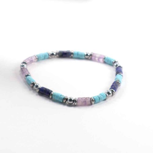 Celestial Harmony with Amethyst, Turquoise, Lapis Lazuli and Hematite, Heishi (discs) - Image 6