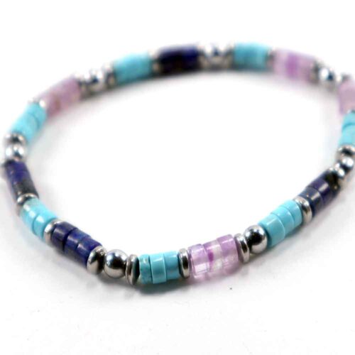 Celestial Harmony with Amethyst, Turquoise, Lapis Lazuli and Hematite, Heishi (discs) - Image 2