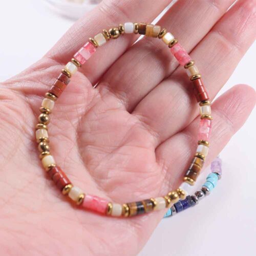 Solar Impulse Bracelet with Red Jasper, Tiger’s Eye, Cherry Quartz, Yellow Mother of Pearl and Gold Hematite - Image 3