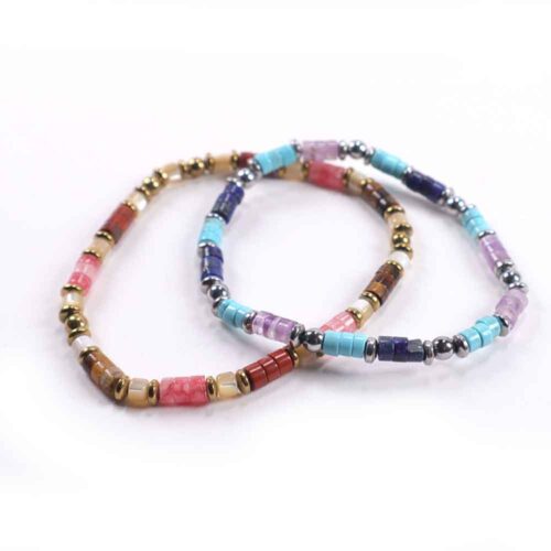 Celestial Harmony with Amethyst, Turquoise, Lapis Lazuli and Hematite, Heishi (discs) - Image 8