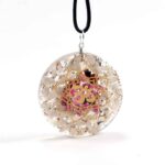 Orgonite Pendant with Selenite, Garnet and Om Symbol - Image 3
