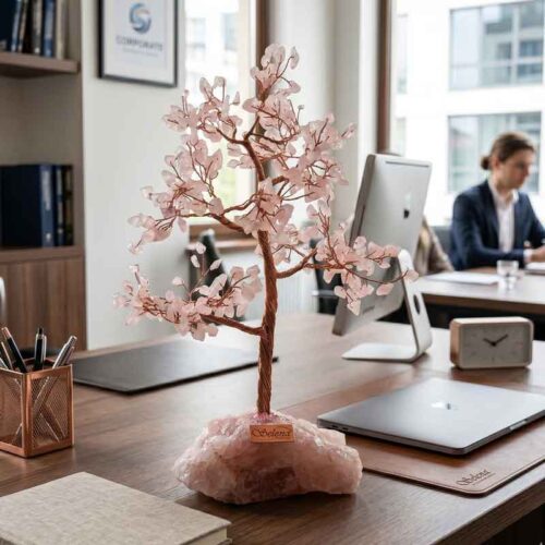 Tree of Love with Rose Quartz on a Solid Natural Stone Base - Image 8
