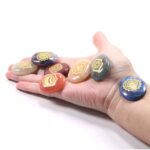 Seven Chakra Balancing Set with Oval Engraved Natural Stones