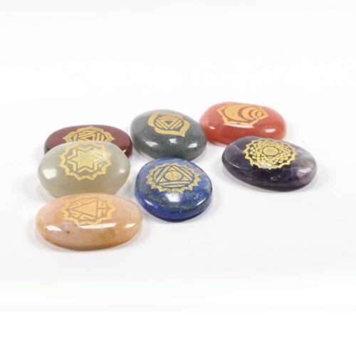 Seven Chakra Balancing Set with Oval Engraved Natural Stones - Image 6