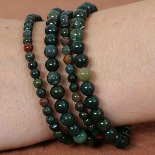 Bloodstone (Heliotrope), Class A, Natural Stone Stretch Bracelet - Image 4