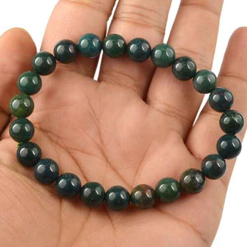 Bloodstone (Heliotrope), Class A, Natural Stone Stretch Bracelet - Image 5