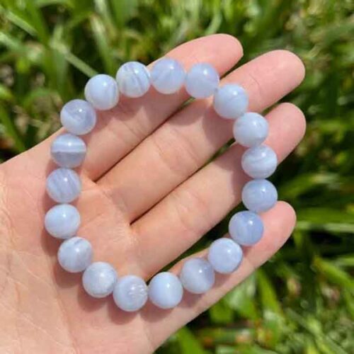 Blue Lace Agate, Handmade Stretch Bracelet, Natural Stone, Class A - Image 5