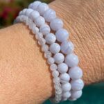 Blue Lace Agate, Handmade Stretch Bracelet, Natural Stone, Class A