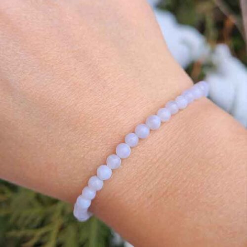 Blue Lace Agate, Handmade Stretch Bracelet, Natural Stone, Class A - Image 3