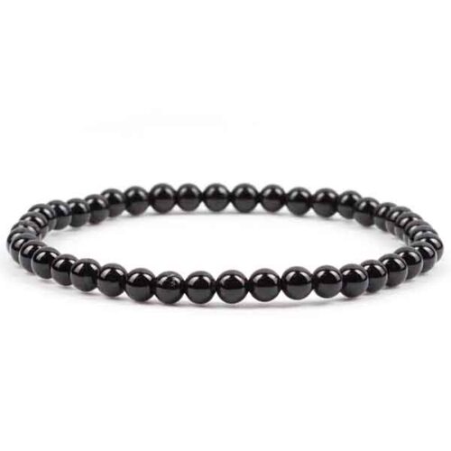 Black Obsidian, Class A, Natural Stone Stretch Bracelet - Image 3
