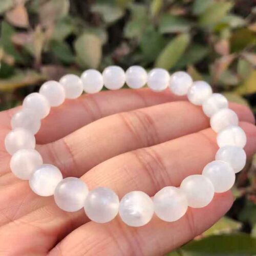 Selenite, Class A, Natural Stone, Stretch Bracelet - Image 9