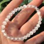 Selenite, Class A, Natural Stone, Stretch Bracelet - Image 5