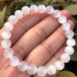 Selenite, Class A, Natural Stone, Stretch Bracelet - Image 6