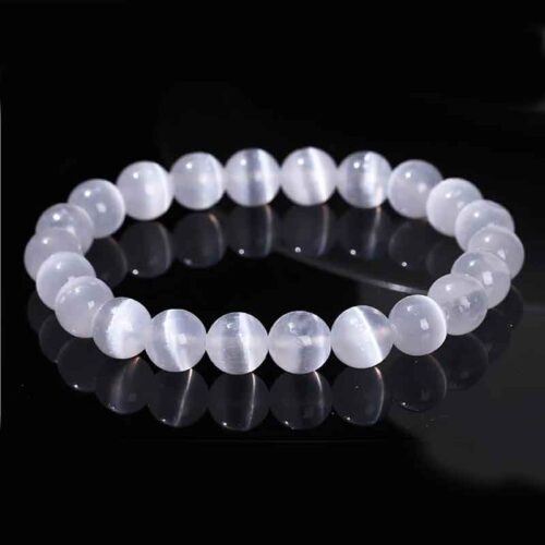 Selenite, Class A, Natural Stone, Stretch Bracelet - Image 7