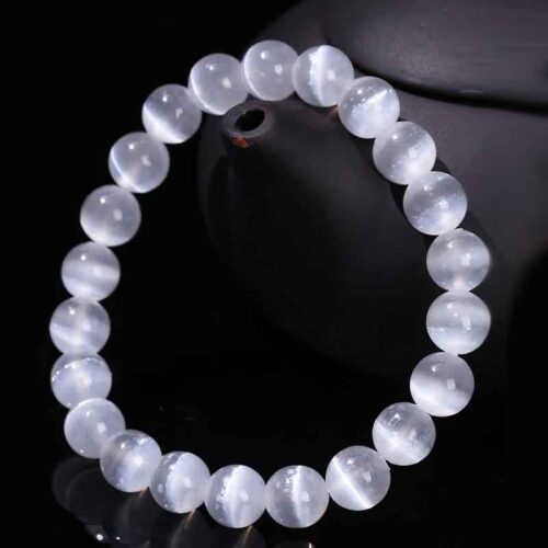 Selenite, Class A, Natural Stone, Stretch Bracelet - Image 8