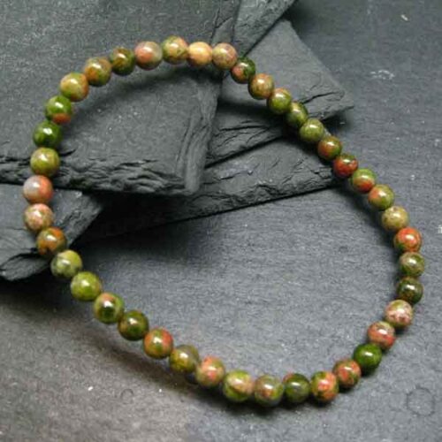 Unakite, Class A, Natural Stone, Handmade Stretch Bracelet - Image 5