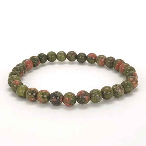 Unakite, Class A, Natural Stone, Handmade Stretch Bracelet - Image 4