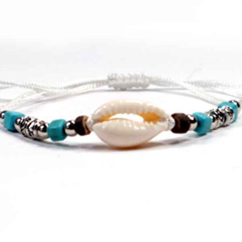 Shells with a Turquoise-Colored Bead, Modern Anklet or Wrist Bracelets - Image 2