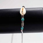 Shells with a Turquoise-Colored Bead, Modern Anklet or Wrist Bracelets