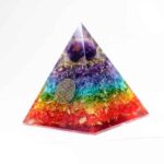 Protective Seven Chakras Orgonite Pyramid with Amethyst Sphere - Image 6