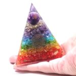Protective Seven Chakras Orgonite Pyramid with Amethyst Sphere - Image 4