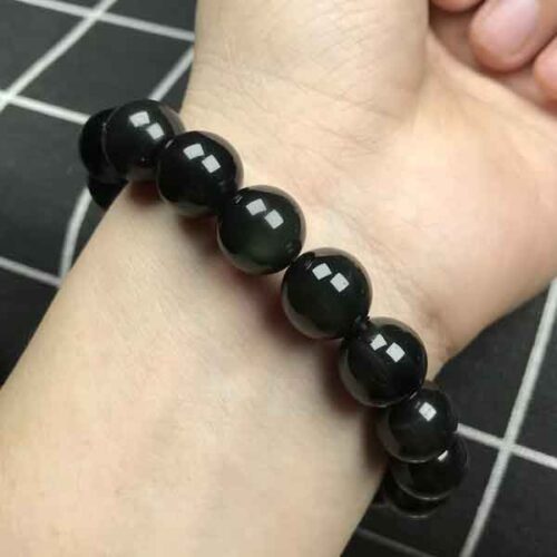 Black Obsidian, Class A, Natural Stone Stretch Bracelet - Image 7