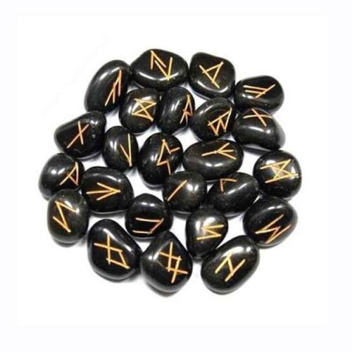 Luxury Black Tourmaline Rune Set with Booklet, in a Beautiful Wooden Box - Image 2