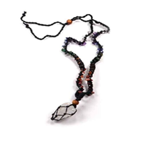 “Purity and Harmony” Necklace with Clear Quartz Druzy and Stones for the 7 Chakras - Image 2