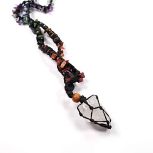 “Purity and Harmony” Necklace with Clear Quartz Druzy and Stones for the 7 Chakras - Image 4