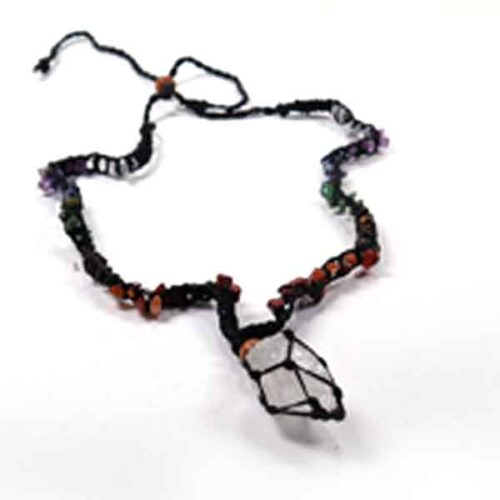 “Purity and Harmony” Necklace with Clear Quartz Druzy and Stones for the 7 Chakras - Image 3