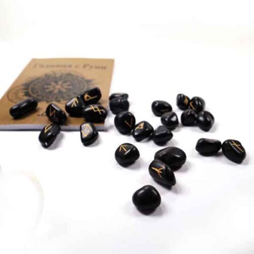 Luxury Black Tourmaline Rune Set with Booklet, in a Beautiful Wooden Box - Image 11