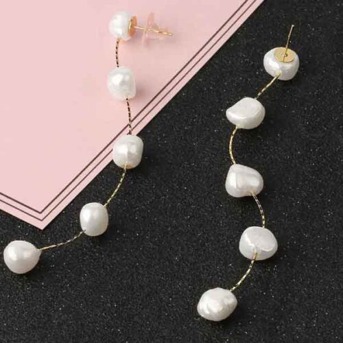 Pearl Touch, Long Natural Pearl Earrings - Image 5