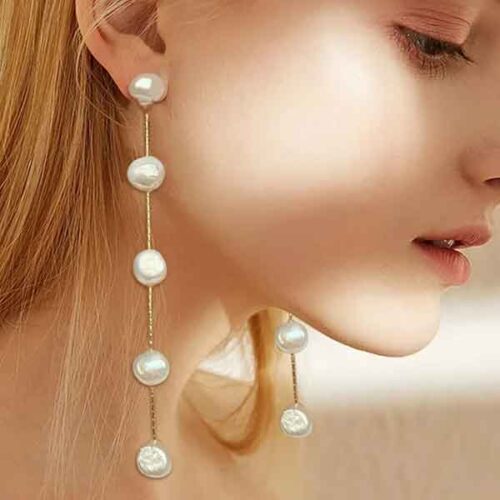 Pearl Touch, Long Natural Pearl Earrings - Image 2