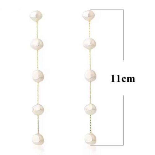 Pearl Touch, Long Natural Pearl Earrings - Image 3