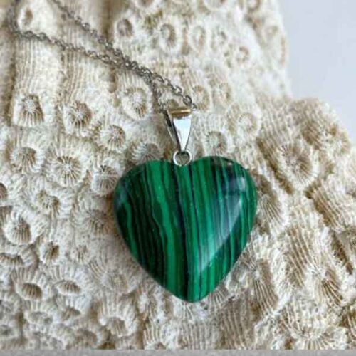 Malachite (Synthetic), Heart Pendant - Image 3